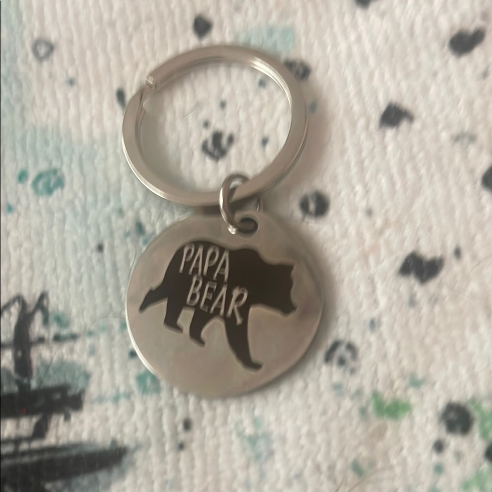 Price drop 1/2 off Now $8 Stainless steel Papa Bear Silver Keychain +1 free